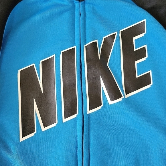 Nike Boys Blue & Black Colorblock Spellout Zip-Up Athletic Track Jacket Size 6 - Picture 2 of 7